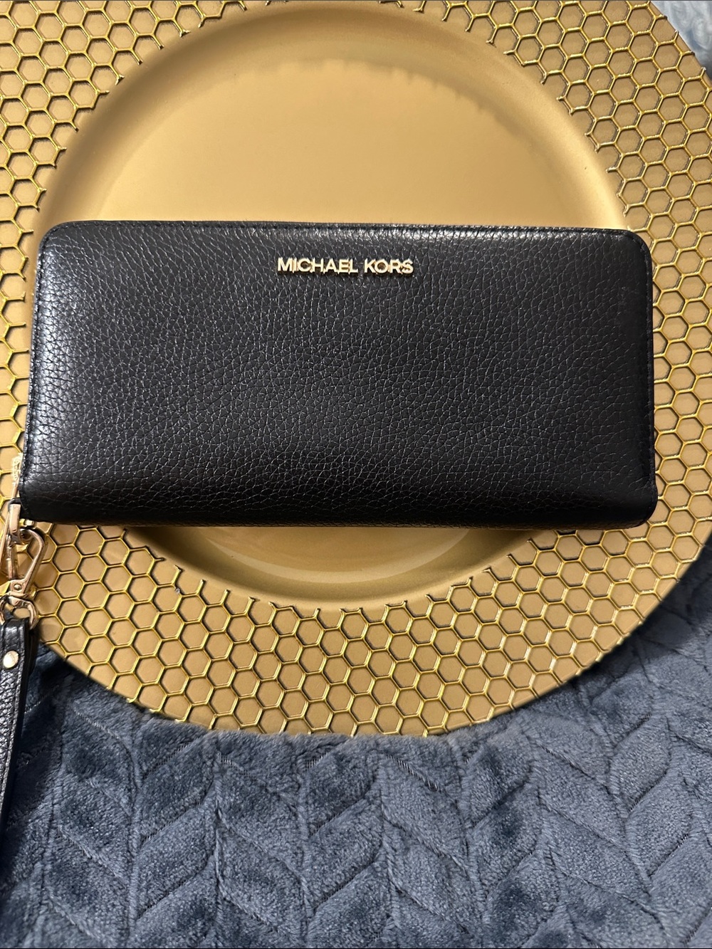 Michael Kors Black Leather Zip-Around Wallet